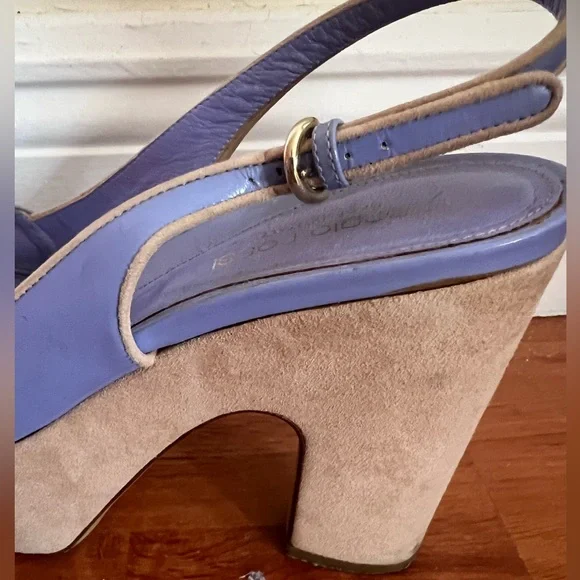 Sergio Rossi Made Italy Size 37 Purple and Tan Platform Heels - Picture 2 of 6